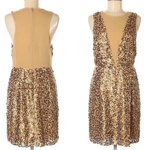 NWT Tibi Gold Sequin Cutout Dress Size 12